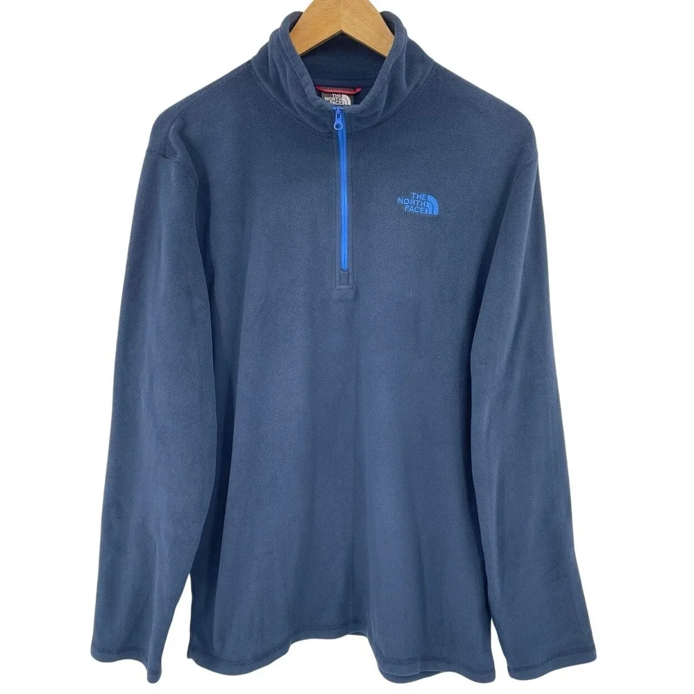 The North Face‎ Mens Medium Fleece Pullover 1/4 Zip Jacket Blue Outdoor Winter